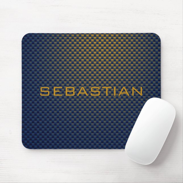 Mousepad Personalizar fibra carbonífera amarela azul padron (Com mouse)