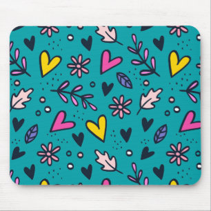 Mousepad Personalizar Flor e Corações Coloridos