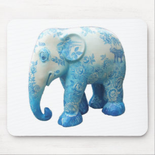 Mousepad Personalizar Flores de Padrão Rosas Vines Blue Ar
