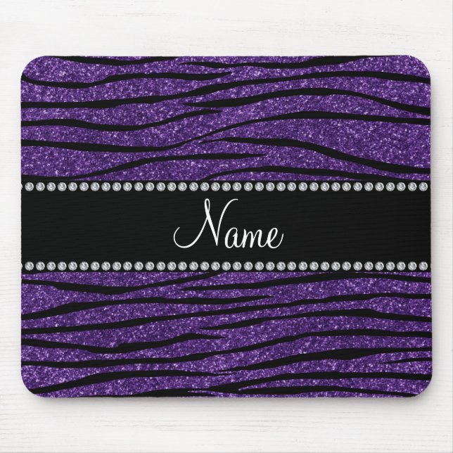 Mousepad Personalizar listras de zebra com brilho roxo (Frente)