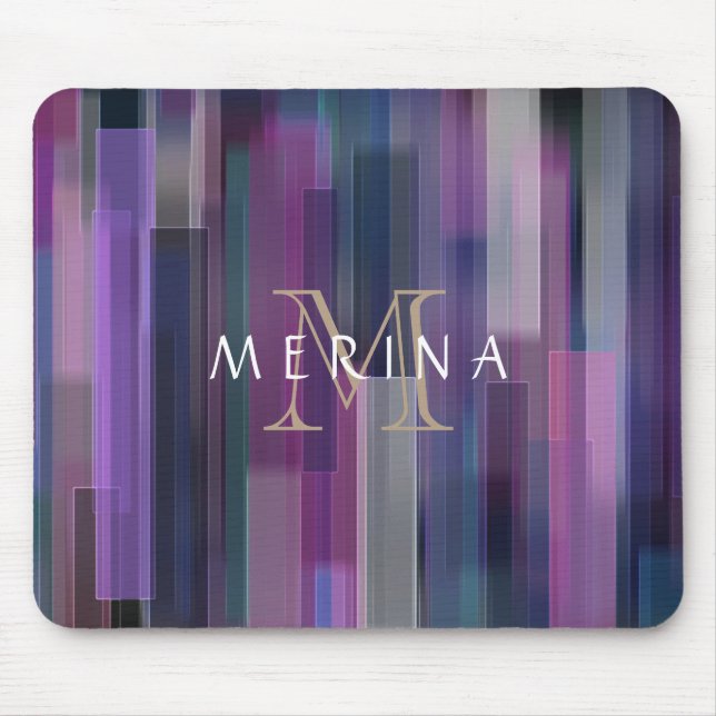 Mousepad Personalizar o Monograma de Padrão com Linho (Frente)