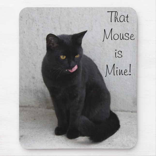 Mousepad Personalizar o mouse de gato preto (Frente)
