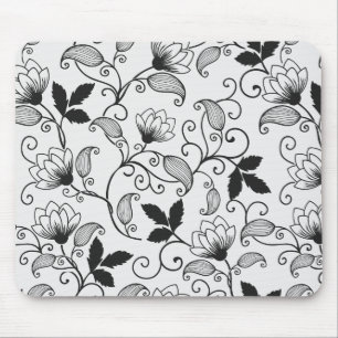 Mousepad Personalizar Padrão Floral Preto