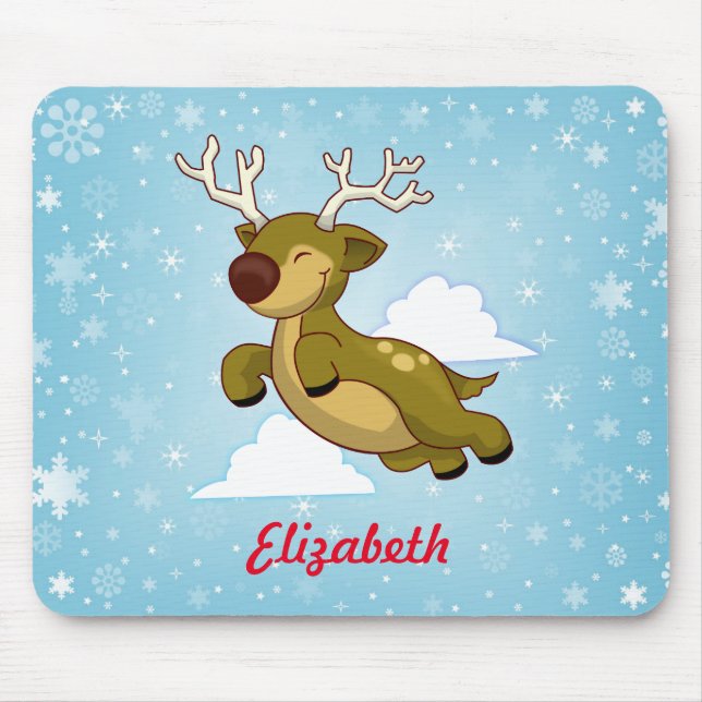 Mousepad Personalize a rena voadora de Natal (Frente)
