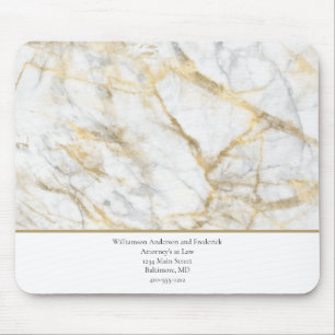 Mousepad Personalize Negócios Dourado Branco Mármore Cinza