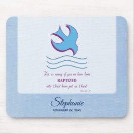 Mousepad Personalize, pomba do batismo adulto em azul
