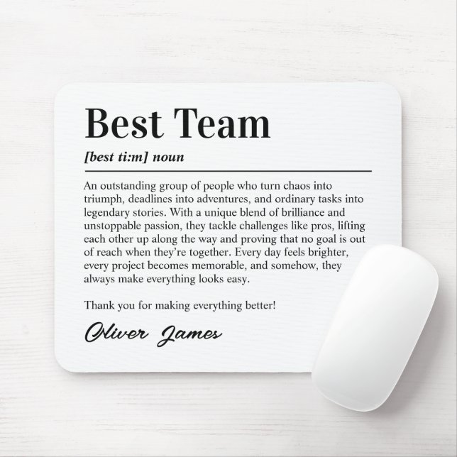 Mousepad Personalized Best Team Definition Office Thank You (Com mouse)