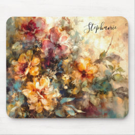 Mousepad Personalized Floral Watercolor Desk