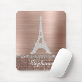 Mousepad Personalized Girly Rose Gold Diamond Sparkle Paris