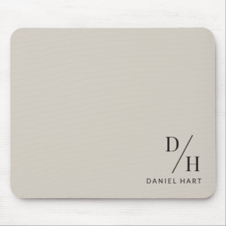 Mousepad Personalized Minimalist Initial Name Beige