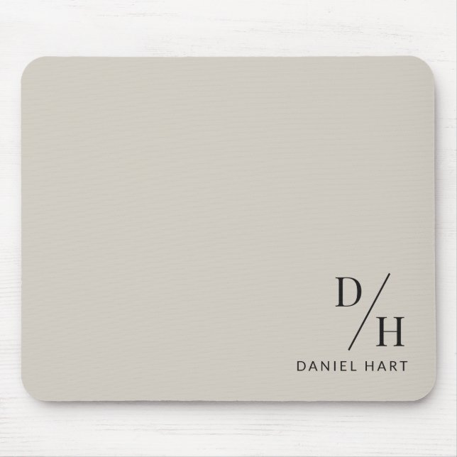 Mousepad Personalized Minimalist Initial Name Beige (Frente)