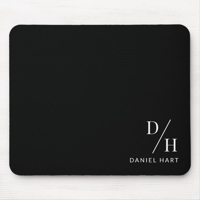 Mousepad Personalized Minimalist Initial Name Black (Frente)