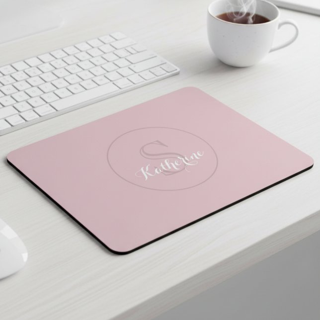 Mousepad Personalized Name Monogram Dusty Rose (Criador carregado)