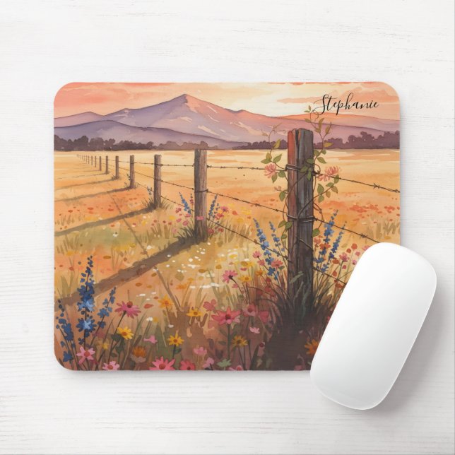 Mousepad Personalized Sunset Wildflower Desk (Com mouse)