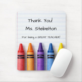 Mousepad Personalized Teacher Crayon and Paper 