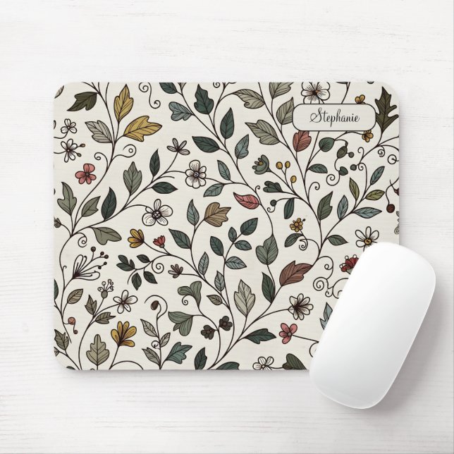 Mousepad Personalized Whimsical Flower Vine (Com mouse)