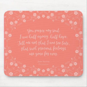 Mousepad Persuasão floral Jane Austen das citações da carta