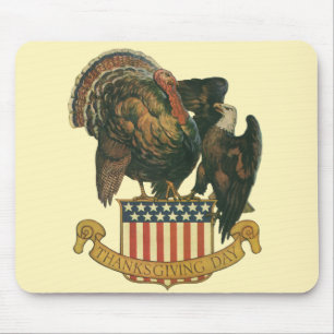 Mousepad Peru da Ação de Graças Vintage, Águia, Bandeira Am