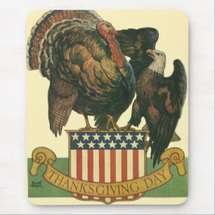 Mousepad Peru de Ação de Graças Vintage, Águia, Bandeira Am