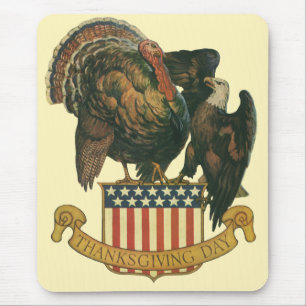 Mousepad Peru de Ação de Graças Vintage, Águia, Bandeira Am