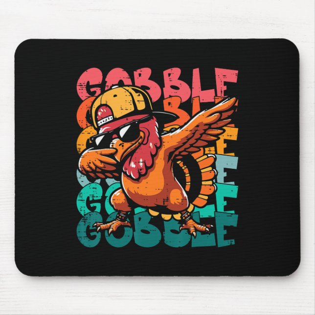 Mousepad Peru do Dia de Ação de Graças Dab Gobble Engraçado (Frente)