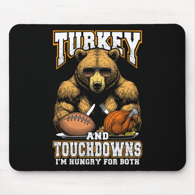 Mousepad Peru E Touchdowns Funny Ação de Graças Urso Com Fo (Frente)