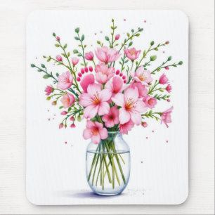 Mousepad Pés De Bebê No Esquema Da Flor Rosa