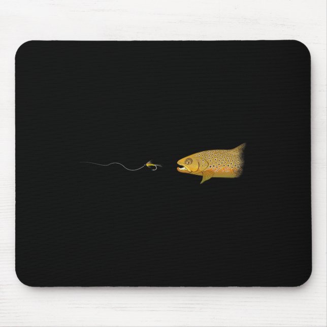 Mousepad Pesca com Mosca Truta Marrom Mosca Seca Amarrando  (Frente)