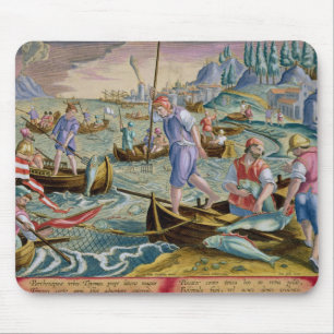 Mousepad Pesca com redes e tridentes na baía de Naple