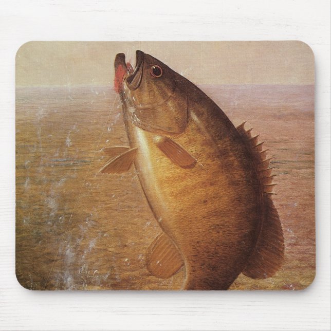 Mousepad Pesca Desportiva Vintage, Peixe-Baixo-Marrom (Frente)