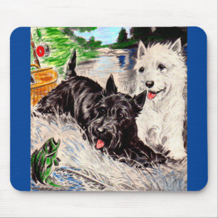 Mousepad Pesca escocesa Blackie e Whitie