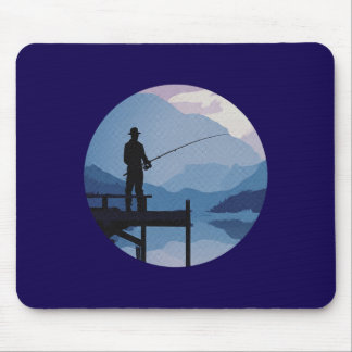 Mousepad Pesca no Crepúsculo da Manhã Azul