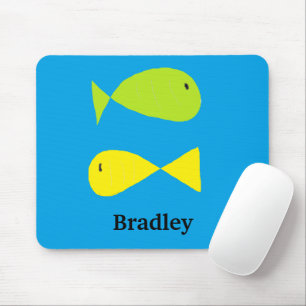 Mousepad Pescadas verdes e amarelas em azul