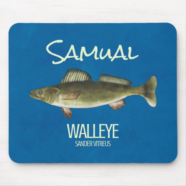 Mousepad Pescador de Anglas de Pesca Simples Walleye (Frente)