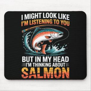Mousepad Pescador de Peixes Pensativo Sobre a Pesca de Salm