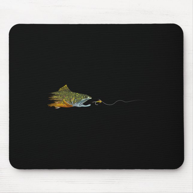 Mousepad Pescador de truta riacho pesca com mosca seca amar (Frente)