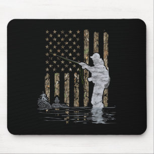 Mousepad Pescaria com Mosca Pescador Bandeira Americana Cam