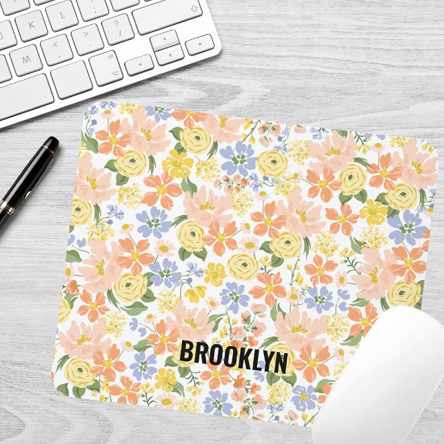 Mousepad Pêssego Amarelo Floral (Criador carregado)