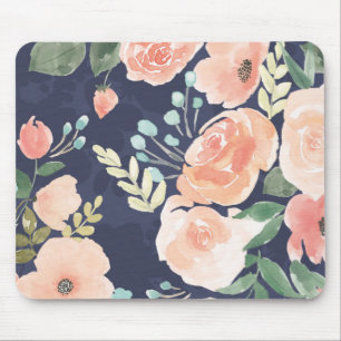 Mousepad Pêssego de florescência do prazer & rosas &