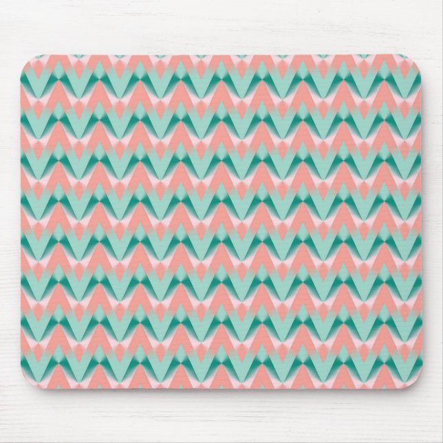 Mousepad Pêssego Rosa Yukka E Padrão ZigZag Verde (Frente)