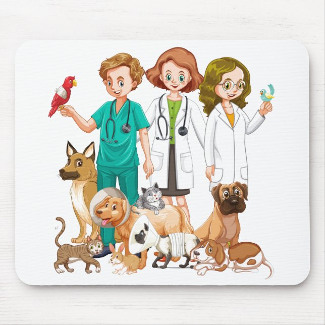 Mousepad Pessoas de Veterinário de Fundo (Frente)