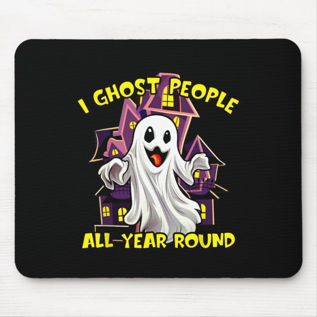 Mousepad Pessoas Fantasmas de Halloween O Ano Todo Rodando  (Frente)