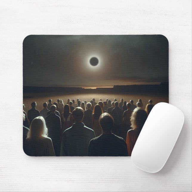 Mousepad Pessoas Observando O Eclipse Sol Total (Com mouse)