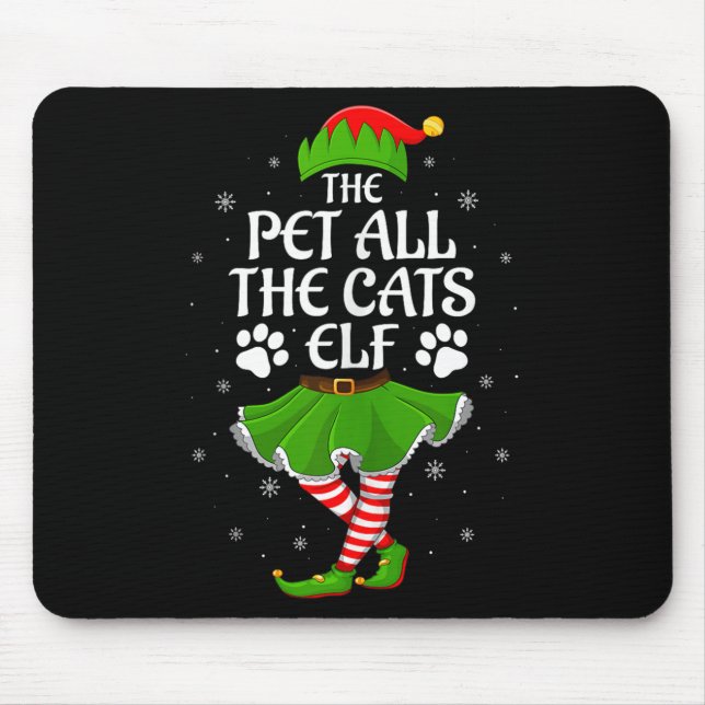 Mousepad Pet All The Cats Elf Christmas Girls Women Elf Squ (Frente)