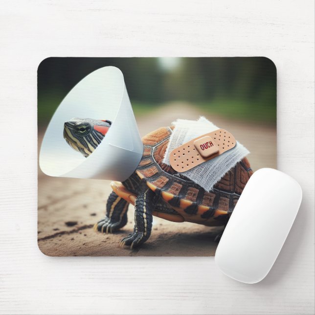 Mousepad Pet Cone Collar Vestido com Tartaruga Ferida (Com mouse)