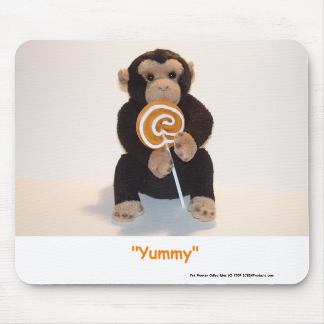 Mousepad Pet Monkey comendo um enorme tapete de rato sucker (Frente)