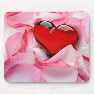 Mousepad Pétalas Rosa de Copas de Vidro Vermelho