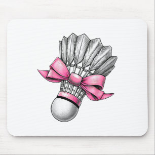 Mousepad Peteca de Badminton com Laço de Coquete Rosa Mamãe