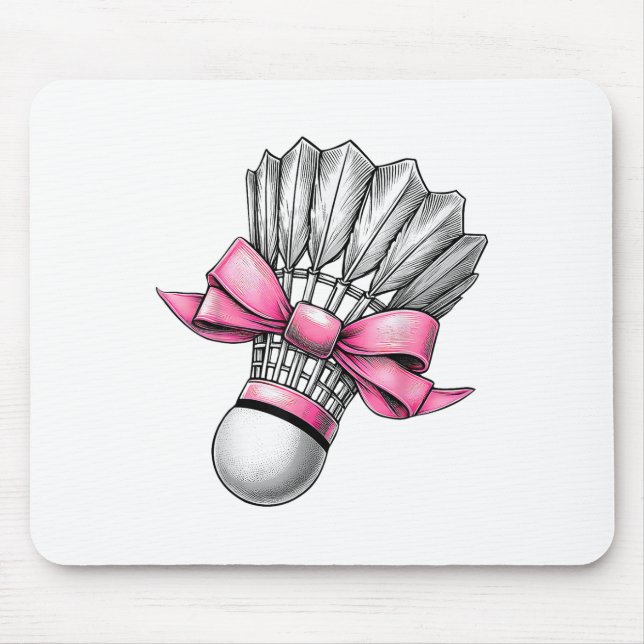 Mousepad Peteca de Badminton com Laço de Coquete Rosa Mamãe (Frente)
