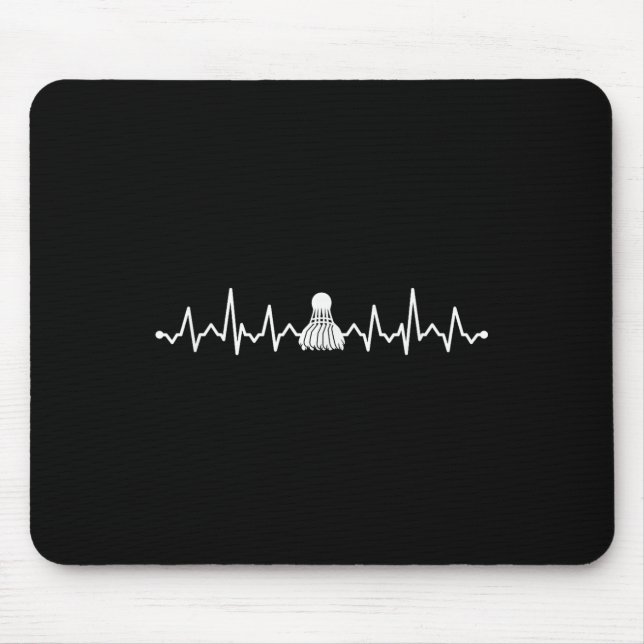 Mousepad Peteca de Badminton Coração Batimento Design Legal (Frente)